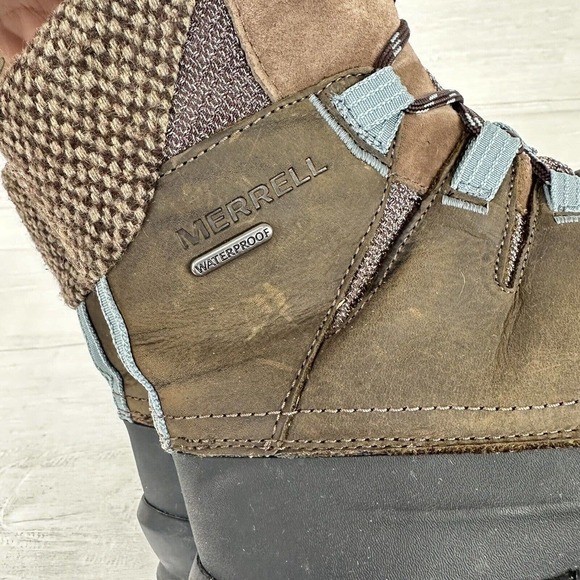 Merrell Waterproof Winter Boots Women Size 9 Brown Thermo Aurora 2 Mid Shell - Picture 10 of 12